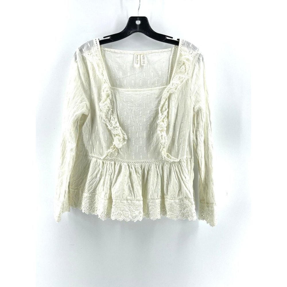 Anthropology Meadow Rue Women's Long Sleeve Crochet Boho Shirt Top Size Small